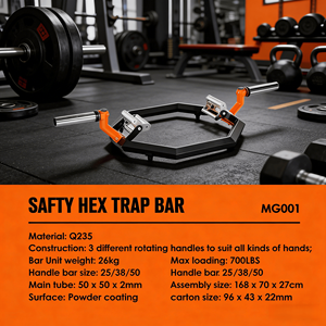 VIGFIT Premium Powder Coated Multifunctional Hex Barbell Safety Trap <strong>Bar</strong> Deadlift Squat <strong>Bar</strong> for Commercial Fitness Centers - Product Image 2