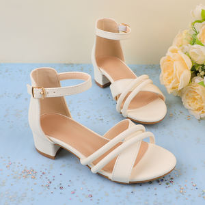 Nouvelles chaussures à talons pour filles, nœud perlé, princesse, été, chaussures de danse, performance scolaire, chaussures de scène, fête, sandales pour filles - Product Image 2