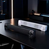 Barra de Sonido de Diseño Compacto, Sonido Potente de 10W, 2.0 Canales, Plástico y Metal, Alimentación USB, Altavoces para Monitor de Computadora