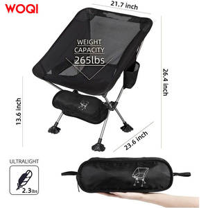 Silla Plegable Portátil para Camping Woqi, de Aluminio y Tela Oxford, Estilo Moderno, Color Negro, 26.4x21.7x23.6 pulgadas - Product Image 3