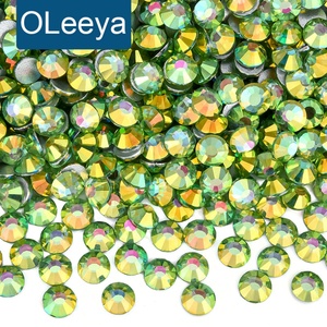 Strass en verre cristal OLeeya série métallique SS6-SS30, non thermocollants, à dos plat, pour vêtements DIY et accessoires 3D pour ongles - Product Image 1