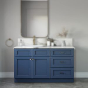 Base de vanité de salle de bains à évier simple de 60 pouces sans dessus-modè<span class=keywords><strong>le</strong></span> Florence-couleur bleue avec 3 tiroirs à fermeture en douceur - Product Image 1