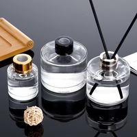 Haute Qualité Rechargeable 50ml 100ml 150ml 200ml Vide Rond Personnalisé Bouteille Diffuseur En Verre avec Couvercles