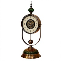 Horloge de bureau mécanique de luxe Armens, nouveau design, style shabby chic, en métal, avec pendule à aiguilles, rétroéclairage et calendrier