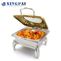 XINGPAI อุปกรณ์จัดเลี้ยงในเชิงพาณิชย์,ชุดเครื่องอุ่นอาหารสีทองจาน Chafing เครื่องอุ่นแก้วอาหาร