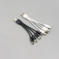 Kabel Splitter USB A ke 4 Tipe-C 30cm 20cm, PVC 4-in-1 Pengisian Cepat & Sinkronisasi Data, Kabel Multi 4 in 1 Tipe-C USB