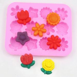 Moule en silicone écologique personnalisé avec logo, 12 cavités, formes de fleurs variées, pour pudding, gâteau, bougie, savon, résine, OEM/ODM - Product Image 1