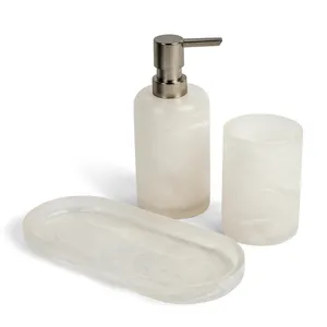 Porte-savon en pierre de marbre naturel Distributeur de lotion liquide Bouteille rechargeable pour salle de bain