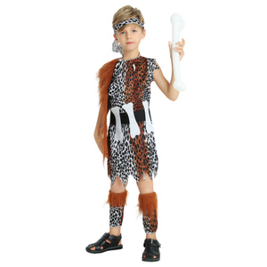 Halloween Carnaval Enfants Imprimé Léopard Savage Jumpsuit Garçons Cosplay Savage Native Costume - Product Image 1