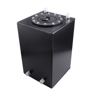 Réservoir de carburant universel en aluminium de 3 gallons (12 L), réservoir de carburant rectangulaire avec bouchon à dégagement rapide, port AN8/AN10, argent noir - Product Image 1
