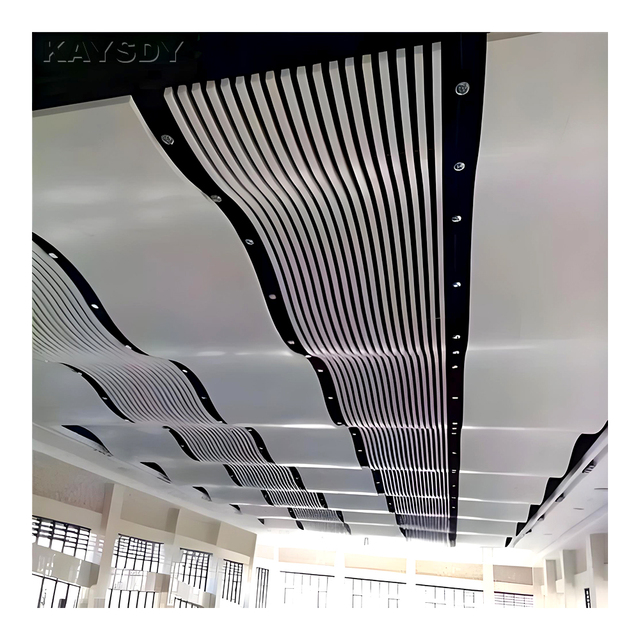 Waterproof Wavy Aluminum Ceiling Blades 3D Arc Suspended Metal Panels for Airport Mall Home Office False Ceiling Design