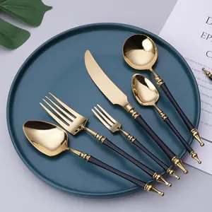 Luxury Gold Stainless Steel 304 Tableware Set Wedding Dinner Knife Spoon Fork Cutlery Set