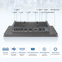 Panel PC Sentuh Industri Tanpa Kipas Ipc 65 15.6/18.5/21.5 Inci 24x7 Dual LAN Monitor Layar Marine Linux/Windows dengan 6 USB 2 COM