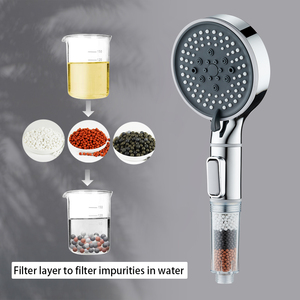 5 + 1 chức năng tay vòi hoa sen phía trước-trở lại dòng chảy nước với PP bông/ION Balls Lọc vòi hoa sen đầu với bàn chải Silicone và nút dừng - Product Image 5
