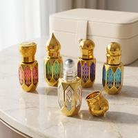 Flacons de parfum en verre de 3 ml, 6 ml, 12 ml, hauts, octogonaux, à facettes dorées, avec rouleau applicateur, rechargeables, pour dabbing, livraison gratuite
