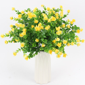 Flor Artificial de Eucalipto Rosa Tainen de 35 cm, Amarilla, de Plástico, para Decoración de Bodas y Hogar - Product Image 1