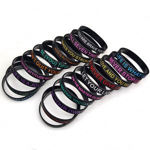 กำไลข้อมือซิลิโคนพิมพ์ลายโลโก้คำคมสร้างแรงบันดาลใจปี 2025 กำไลข้อมือแบบกำหนดโลโก้เองได้ - Product Image 2