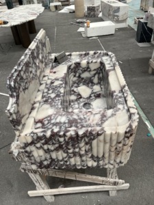 Muebles de Baño, Lavabos de Mármol Natural Calacatta Viola Pulido, Montados en la Pared, para Decoración de Interiores Modernos - Product Image 6