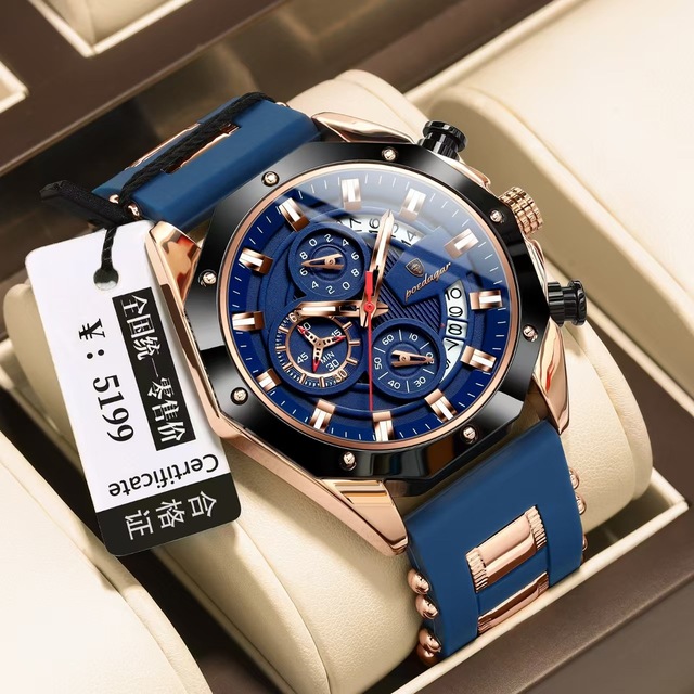 Custom Logo OEM 3ATM Waterproof Quartz Watch Chronograph Wrist Calender Good Wear Luxury Fashion Business Men's Quartz Watch