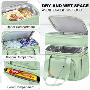 Échantillon gratuit de grande boîte à lunch isotherme, sac à lunch double compartiment robuste et durable, sacs isothermes étanches - Product Image 6