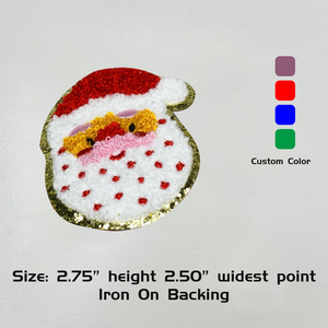Patchs personnalisés en chenille brillants de Noël avec des paillettes, motif Père Noël, petite taille, en sergé - Product Image 2