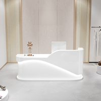 Comptoir de réception en forme de L avec éclairage LED, finition laquée brillante, pour caisse enregistreuse, salon de beauté, salon de coiffure, hôtel, restaurant