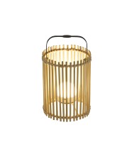 Lampe de nuit LED portable style bohème chic, abat-jour en corde de bambou tressée à la main, télécommande, intensité réglable, alimentation par piles, éclairage blanc chaud