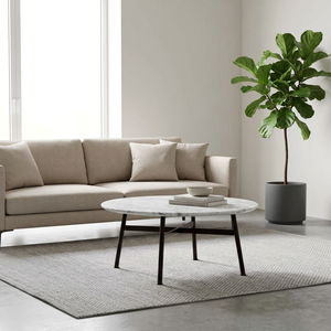 AK Brass Modern Round Iron Metal Coffee <b>Table</b> <b>Brown</b> Finish with Marble Top for Living Room Hotel Interior Furniture - Product Image 4
