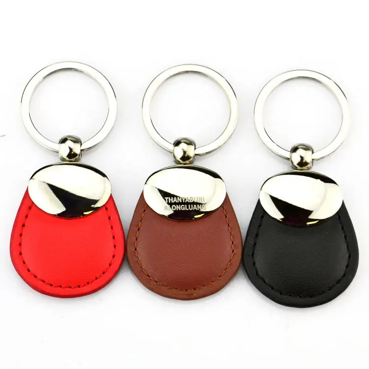 Porte-clés porte-clés en métal et cuir, Logo personnalisé