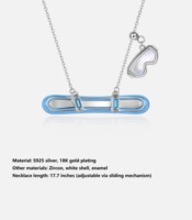 Pendentif Collier Lunettes de Snowboard Bleues Plaqué Or 18K S925 Résistant au Ternissement Longue Durée Bijoux Sportifs Cadeau Tendance