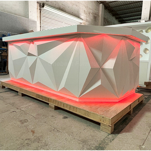 Bancone Bar a Forma di Diamante in Superficie Solida con LED, Pieghevole, con Lavello in Acciaio Inossidabile per Ristoranti e Cucine - Product Image 4