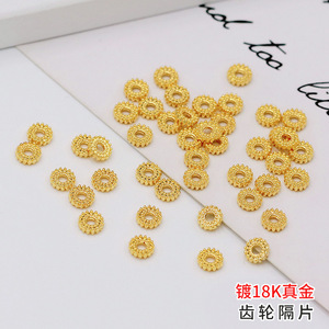 Separadores de cuentas redondos de 6 mm chapados en oro de 18 quilates para la fabricación de pulseras, componentes de joyería DIY - Product Image 5
