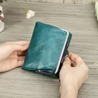 Small Coin Purse Women Leather Pouch EDC Wallet Kiss-Lock Wallets for  Credit Card & Key, Money Wallet, Ring & Cash Bag, Coin Clutch (Blue)