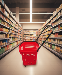 Carrello della spesa JS-174 con ruote in PU da 4 pollici, struttura a rete, per uso interno, pieghevole e pratico - Product Image 2