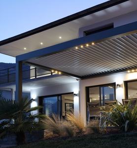<span class=keywords><strong>Pergola</strong></span> Addossata <span class=keywords><strong>da</strong></span> Esterno Impermeabile in Alluminio con Sistema di Copertura Bioclimatica e Tenda <span class=keywords><strong>a</strong></span> Lamelle Orientabili Motorizzata - Product Image 5
