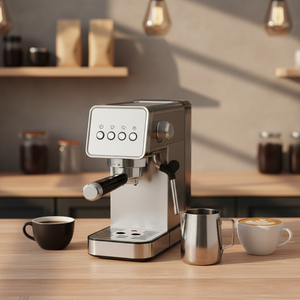 Máquina <span class=keywords><strong>de</strong></span> Espresso Semiautomática Eléctrica para Hoteles, Acero Inoxidable, 1350 W, 15 Bares <span class=keywords><strong>de</strong></span> Presión, con Tanque <span class=keywords><strong>de</strong></span> Agua Desmontable <span class=keywords><strong>de</strong></span> 1.1 <span class=keywords><strong>L</strong></span> - Product Image 1