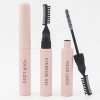 Gel coiffant pour sourcils à tenue forte personnalisé en tube, cire de lamination pour sourcils vegan, gel pour sourcils transparent imperméable avec pinceau