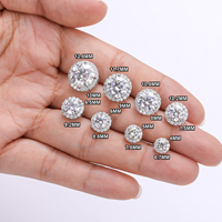 Prix de gros Hip Hop Vis Retour 925 Argent Rond Brillant Coupe Vvs Moissanite Diamant Halo Boucles D'oreilles Hommes Femmes Bijoux