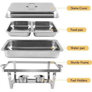 1/2/3 <b>Grid</b> Rectangle Chafing Dish Full Size Pans Buffet Catering Warmer Server Folding Stand Fuel Holder Tray - Product Image 4