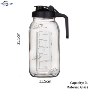 Recipiente de Vidrio Resistente para Remojar Frutas, Hermético y a Prueba de Fugas, Jarra de Vidrio Tipo Mason de 32 oz/64 oz para Limonada con Tapa y Asa Vertedora - Product Image 3