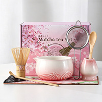 Astief Nouveauté : Coffret Sakura personnalisable avec logo en relief, bol à matcha dégradé de couleur, fouet à matcha en bambou, kits complets