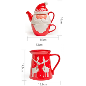 Ensemble tasse et soucoupe en céramique Père Noël, théière et carafe à lait créatives, service à thé en relief pour le thé de l'après-midi - Product Image 2