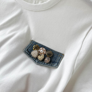 Conjunto de Dos Piezas a la Moda: <span class=keywords><strong>Falda</strong></span> <span class=keywords><strong>Vaquera</strong></span> <span class=keywords><strong>con</strong></span> Diseño Chic y Costuras Personalizadas y <span class=keywords><strong>Camiseta</strong></span> Blanca de Manga Corta - Product Image 4