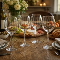 Verres à vin VETRO personnalisés en gros, gobelets à long pied transparents pour vin blanc et rouge, capacité de 530 ml, design moderne, anti-fuite
