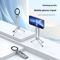 Support de téléphone magnétique multifonctionnel de poche pour voyage, en alliage d'aluminium, support de téléphone rotatif à 360 degrés, support de bureau avec mousqueton