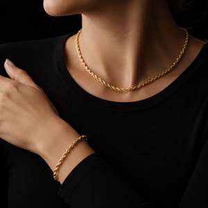Cadena de Cuerda Trenzada de Latón Chapado en Oro de 14K para Hombre, Estilo Hip Hop, Minimalista, Venta al por Mayor - Product Image 2
