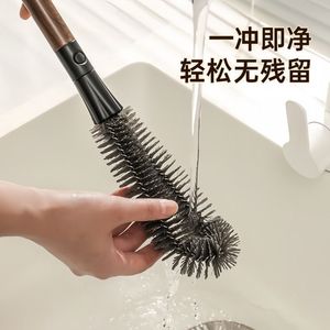 Cepillo de limpieza para tazas con mango largo 2 en 1, cerdas de nailon y mango de madera para eliminar manchas de agua y té de botellas. - Product Image 4