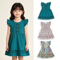 Robe d'été pour filles de 3 à 16 ans, robe décontractée à manches bouffantes, robe florale vintage pour petite fille