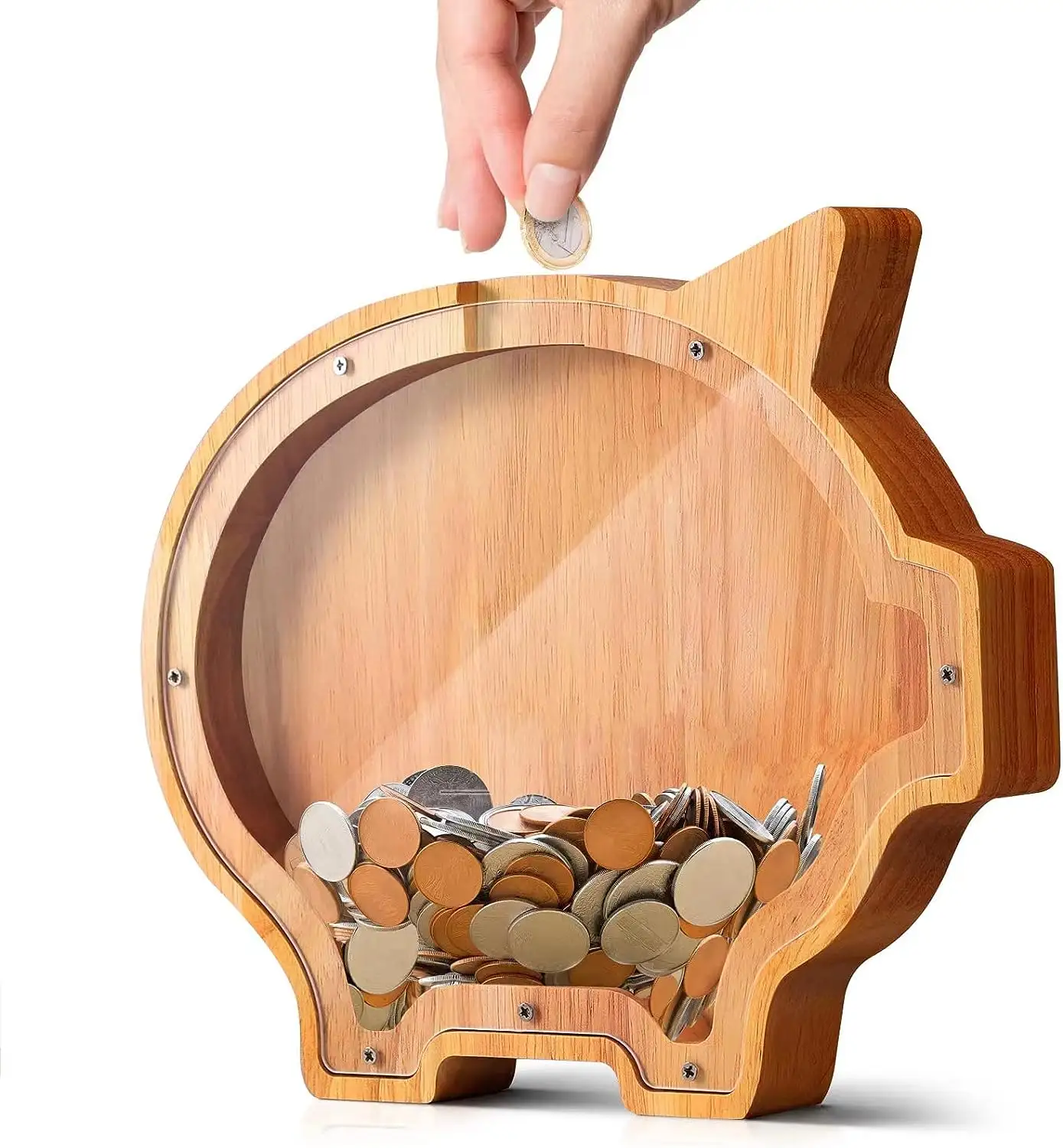 صناديق نقود خشبية منزلية مخصصة من الخشب على شكل خنزير خشبي