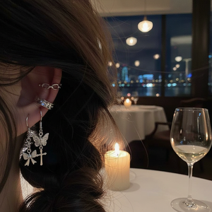 Vendita calda di lusso Vintage moda donna orecchini pendenti eleganti croce farfalla arco Design di tendenza del prodotto all'ingrosso - Product Image 3